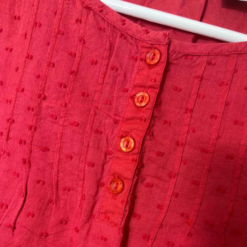 Hannah Pink Swiss Dot Sleeveless Blouse XL Cotton Pintuck Cottagecore Boho Top - Picture 7 of 8